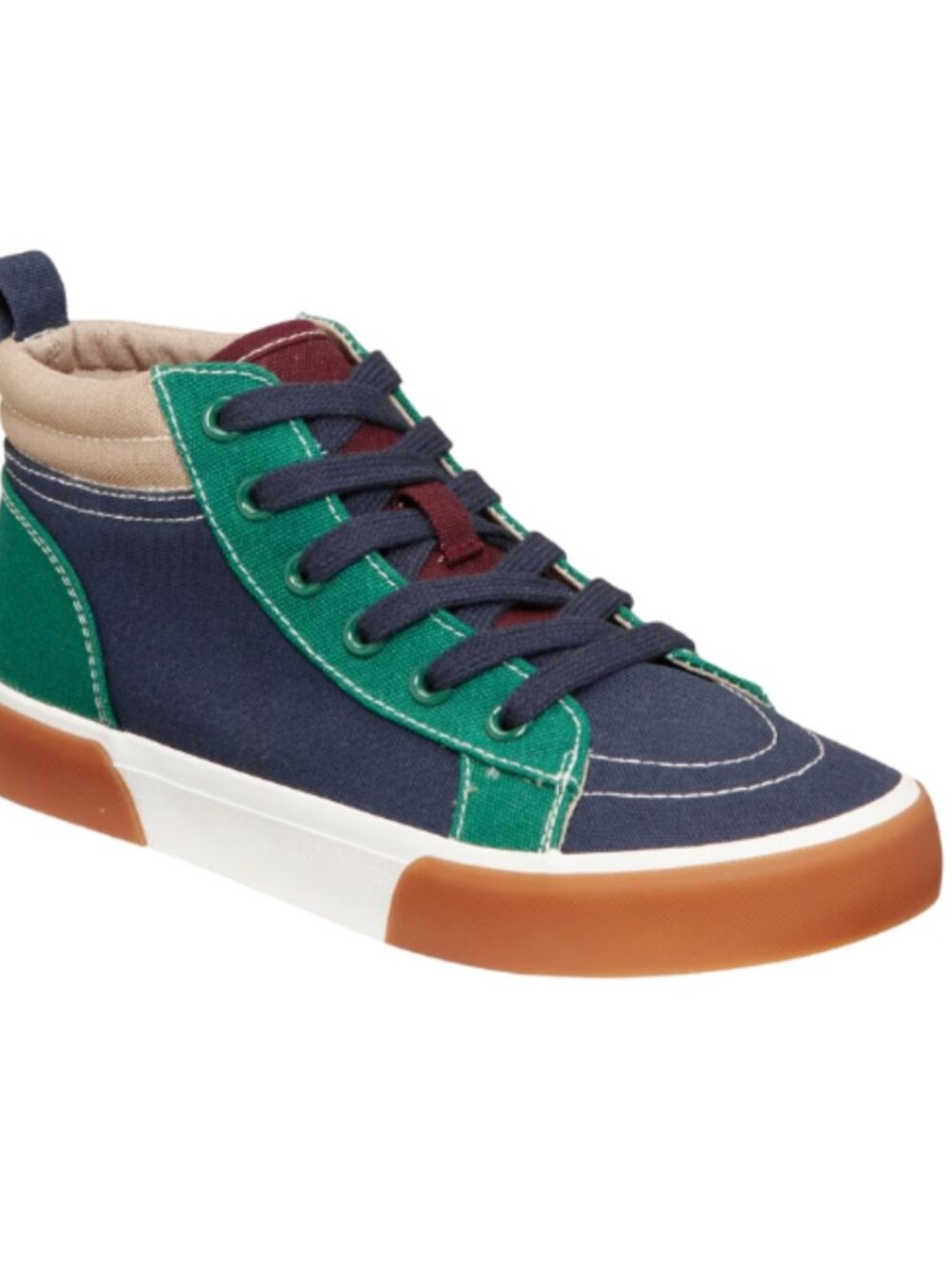 Old Navy High-Top Canvas Sneakers Navy Green Brown Lace Up Outdoor Boys 3 22